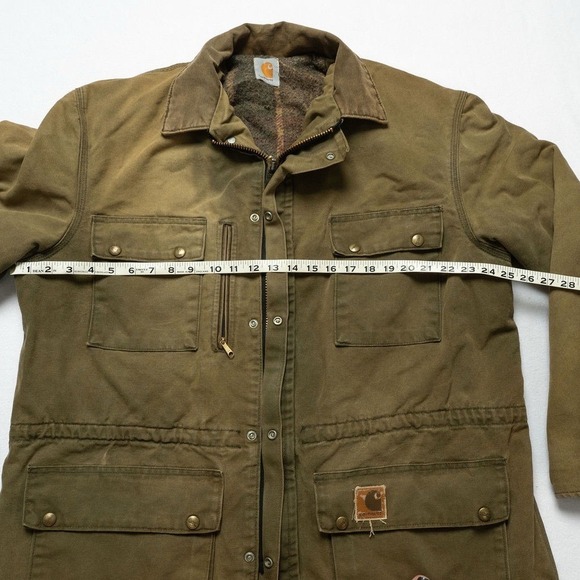 Vintage Carhartt Blanket Lined Duck Canvas Field Coat Jacket USA 90s Olive, XL - Picture 8 of 10